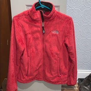 Fuzzy pink north face
